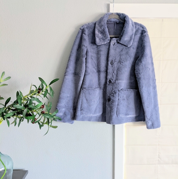 Brandon Thomas Blue Grey Suede/ Fur reversible Jacket M - Picture 4 of 7